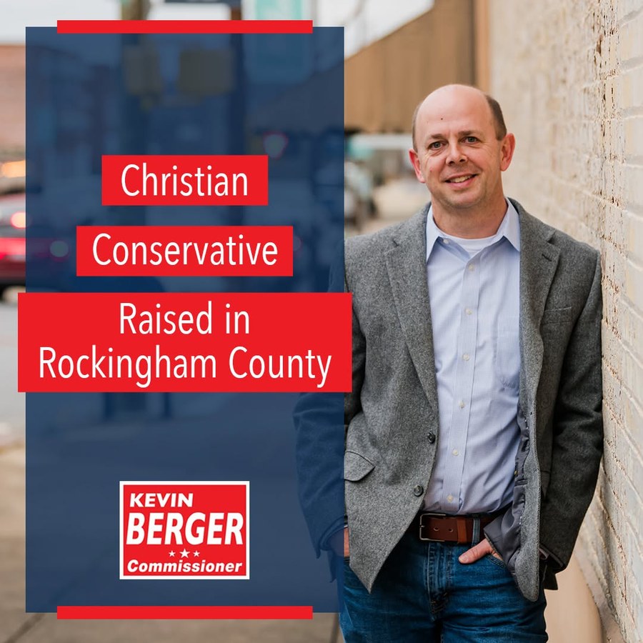 Campaign graphic: Christian, Conservative, Raised in Rockingham County — Kevin Berger for Commissioner